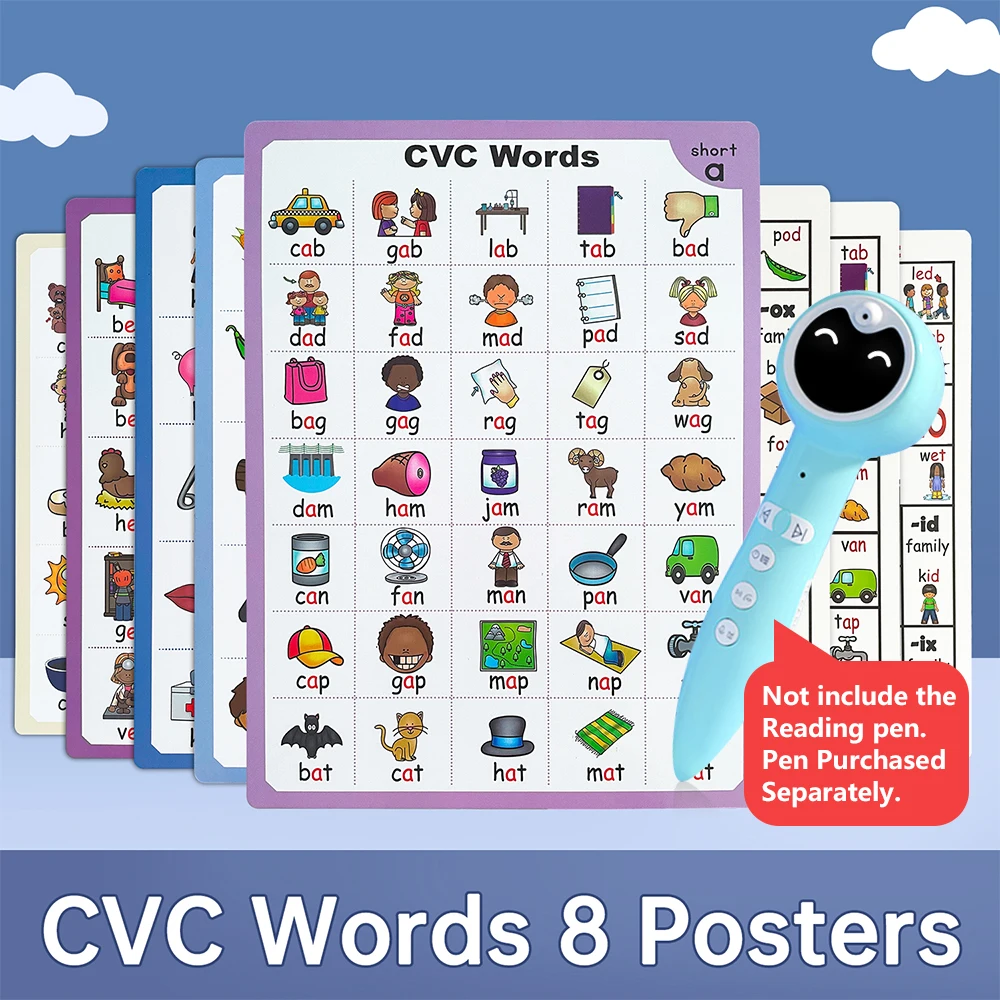 Play CVC Words Phonics Flashcards Montessori Learning English Sight Words Educat - £31.97 GBP