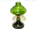 Vintage HAND BLOWN Brass And Green Glass HURRICANE OIL LAMP  Light - BAS... - $34.62