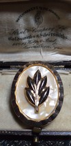 VINTAGE Oval Gold Western Germany Faux Mother of Pearl Raised Floral SCA... - $21.78