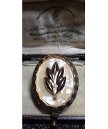 VINTAGE Oval Gold Western Germany Faux Mother of Pearl Raised Floral SCA... - $29.88 CAD