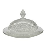 Oval Covered Butterdish 9 x 6 Clear Faceted Glass - £19.73 GBP