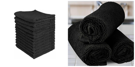 600 GSM 12 Pack Premium Cotton Washcloth Set 12 x 12 Inches - Black - P01 - £31.32 GBP