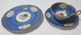 Vintage Occupied Japan Floral Cup &amp; Saucer Plate Teacup Hand Painted - £47.96 GBP