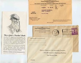 General American Life Insurance Co Grace Period Last Notice Bill &amp; Envelope 1941 - £13.93 GBP