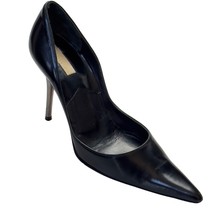 MICHAEL KORS Black Womens Shoes Leather Stiletto Pointed Toe Metal Heels Size 7M - £54.03 GBP