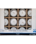 New in Box - 12 Filled Glass Votive Candles - Clear Glass - Unscented - ... - £14.67 GBP