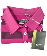Womens Pink Nike Golf Polo Shirt Medium Dri Fit Striped Fuchsia - $753.96 MXN
