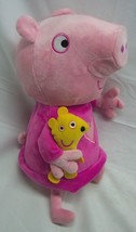 Jazwares TALKING PEPPA PIG IN PJS W/ TEDDY 13&quot; Plush Stuffed Animal TOY ... - £19.71 GBP