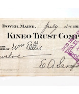 1915 Kineo Trust Company Bank Check E.A. Sampson Dover Maine Signed 7118... - $27.22 CAD