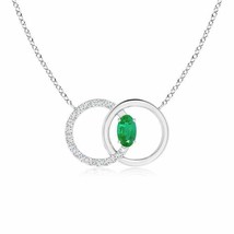Authenticity Guarantee 
ANGARA Emerald Interlocking Circle Necklace with Diam... - £452.39 GBP