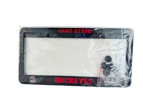 Ohio State Buckeyes OSU Black License Plate Frame Cover 2 Set Front And Back - £11.29 GBP