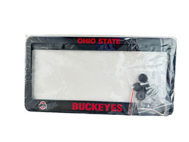 Ohio State Buckeyes OSU Black License Plate Frame Cover 2 Set Front And Back - £11.08 GBP