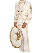 Beige Gold Men&#39;s Mariachi Charro Suit Set Mexico Folklorico Fiesta Dance... - £141.00 GBP+