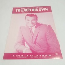 To Each His Own by Jay Livingston &amp; Ray Evans with Frankie Laine pic Sheet Music - £5.50 GBP