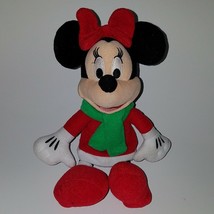 Minnie Mouse Bean Bag Plush Disney Just Play Stuffed Toy Red Dress Green Scarf - £10.69 GBP