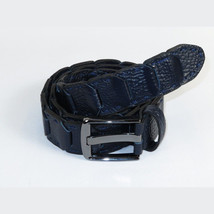 Men Genuine Leather Belt PIERO ROSSI Turkey Crocodile print Hand Stitch #69 navy image 5
