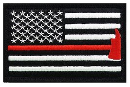 Firefighter Thin Red Line USA Flag 3.5 X 2.0 Hook Patch (BR5) - £5.46 GBP