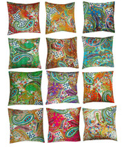 Cushion Cover Leaf Designs with Flowers Decorative Colorful Cotton Square Case - £8.27 GBP