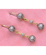 ANTIQUE .24ctw OLD MINE DIAMOND 18K PLATINUM SMALL DANGLE EVERYDAY EARRI... - $1,355.31