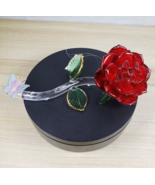 Vintage 1980's Glass Baron Red Rose with a Butterfly Figurine 22K Liquid... - $76.69