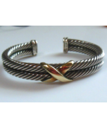 Signed David Yurman 14K 925 Cable Cuff Bracelet Size 6.5 - $350.00