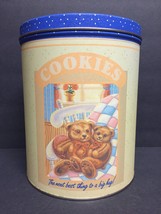 Cookies Teddy Bear Metal Tin Can w/Lid Empty &quot;The next best thing to a big hug!&quot; - £6.13 GBP