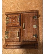 Vintage 3&quot; X 3.5&quot; Dollhouse Miniature Furniture Wooden Ice Box Brown Pre... - $16.39 CAD