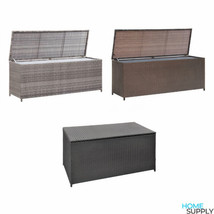 Outdoor Garden Poly Rattan Cushions Storage Deck Box Patio Porch Chest Boxes - £117.33 GBP+