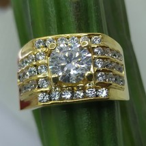 2.60CT Round Cut Moissanite 14K Yellow Gold Plated Men&#39;s Engagement Wedding Ring - £95.57 GBP