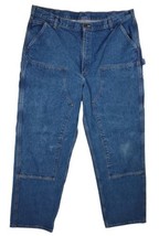 Carhartt Jeans Mens 42x34 Blue Denim Double Knee Loose Original Fit B73-DST - $42.97