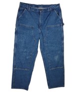 Carhartt Jeans Mens 42x34 Blue Denim Double Knee Loose Original Fit B73-DST - £33.84 GBP