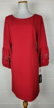 New Karl Lagerfeld Red Crepe Lace Sleeves Sheath Dress sz 10 - £31.65 GBP