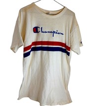 Champion Mens Red White Blue Embroidered T Shirt Size Large Vintage 1980s - £23.28 GBP