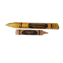 Vintage Crayon Candle lot of 2 Crayandle Paul Marshall  Inch Yellow &amp; Krayona  - £3.02 GBP