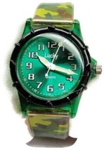 Lucky Green Army Camouflage Glo Hands Plastic Quartz New Battery Runs Ki... - $29.69
