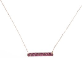 Cohesive Jewels Placcato Oro Rosa Zircone Cubico Cristallo Pave Barretta Collana - £11.20 GBP