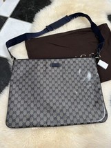 NWT 100% AUTH Gucci 278301 Crystal Monogram Messenger Bag Navy - £395.32 GBP