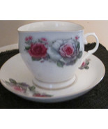 Hand Painted Tea Cup Saucer Nanjing Pagoda Mark China  Roses Brown Green... - $13.62