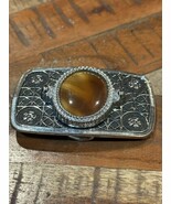 Intake  western america rare agate cabochon chrome steel belt buckle - £31.13 GBP