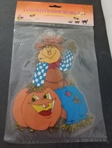 Vintage Halloween &quot;Scarecrow/Pumpkin&quot; Suction Cup Window Decoration Bran... - $10.88