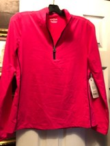 NWT KINONA Preppy Hot Pink 1/4 Zip Long Sleeve Mock Golf Tennis Shirt Size S image 2