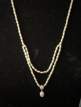 vintage monet pearl necklace w/ Rhinestone Pendant - £14.38 GBP