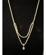 vintage monet pearl necklace w/ Rhinestone Pendant - £14.07 GBP