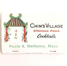 Chin&#39;s Village Chinese Restaurant Vintage Massachusetts Matchbook Unstruck E78C - £23.42 GBP