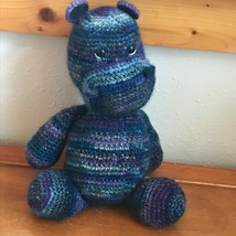 Crocheted Shades of Blue &amp; Purple HIPPO Hippopotamus Stuffed Animal  – 12.5 inch - £12.43 GBP