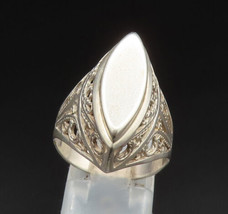 POLAND 925 Silver - Vintage Spiral Scroll Marquise Shaped Ring Sz 9 - RG25029 - £52.30 GBP