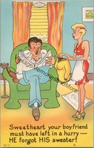 Your Boyfriend Must Have Left in a Hurry Comedy Postcard PC211 - £7.18 GBP