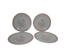 SET OF 4 Vintage  Corelle Dessert Bread Plates, Peach Floral Pattern, St... - $11.64