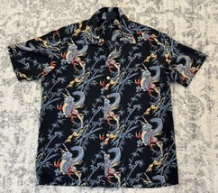 Red Dragon By Kennington Shirt Mens Large Button Down Blue Black Hawaiian Y2K - £19.46 GBP