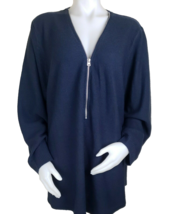 Zip Around Sweater Womens Large 20 City Chic Zip Trim Pullover Blue Top Jumper - $31.34